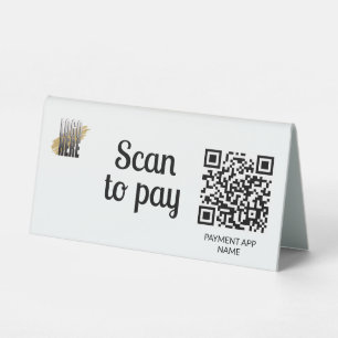 Plaque De Table Analyse simple pour payer le code QR blanc