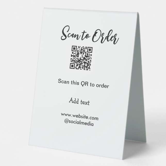 Plaque De Table Analyser pour commander analyser le code QR ajoute (Recto)