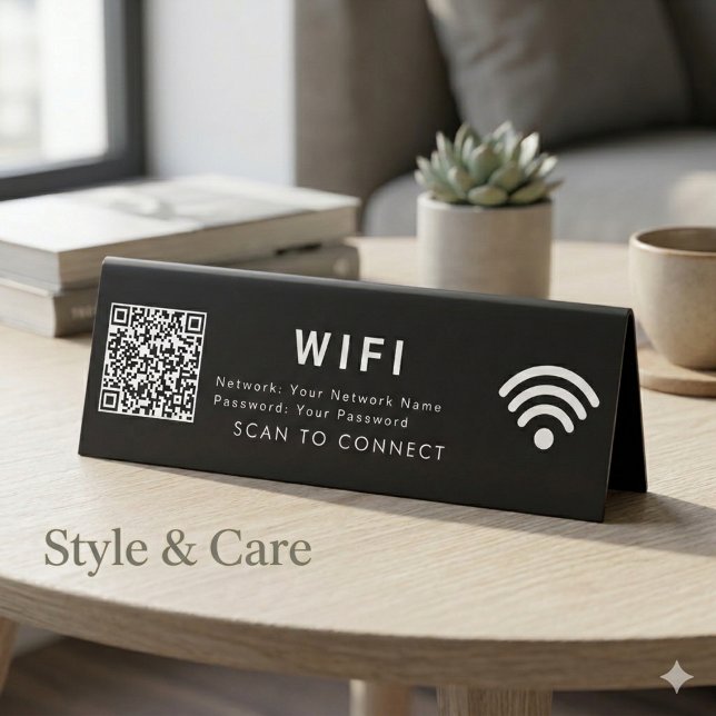 Plaque De Table Analyser pour connecter le code QR 6x2 - Panneau d (Scan to Connect QR Code 6x2 Table Sign with Logo)