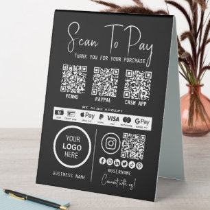 Plaque De Table Analyser Pour Payer Entreprise Qr Code Paiement Mo
