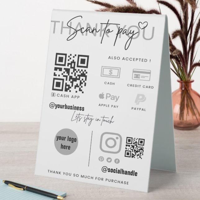 Plaque De Table Analyser pour payer QR Code de l'entreprise Signal (En SItu (Tableau))