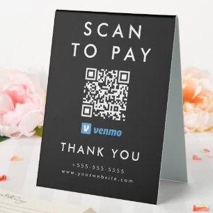 Plaque De Table Analyser professionnel pour payer Venmo QR Code no