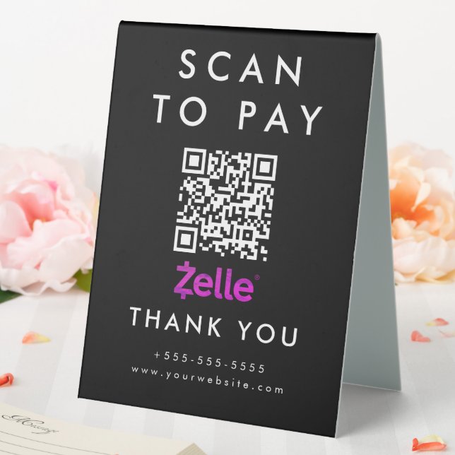 Plaque De Table Analyser professionnel pour payer Zelle QR Code no (In SItu (Mariage))