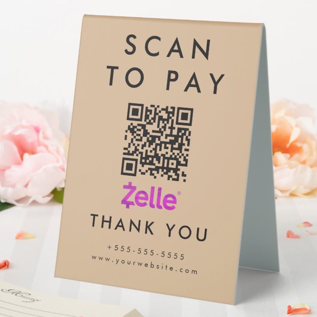 Plaque De Table Analyser professionnel pour payer Zelle QR Code Ru (In SItu (Mariage))