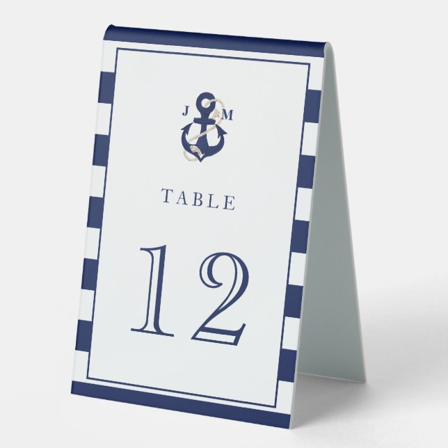 Plaque De Table Ancre marine  nautique Monogramme Mariage (Recto)