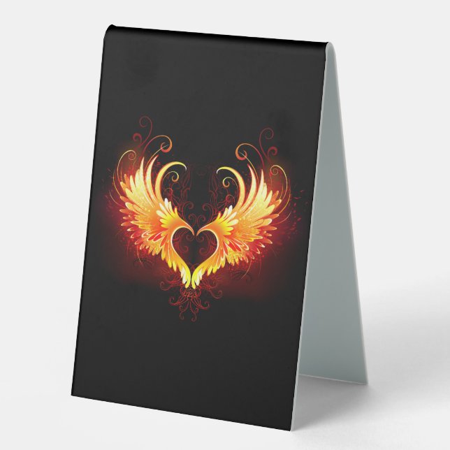 Plaque De Table Angel Fire Heart with Wings (Recto)