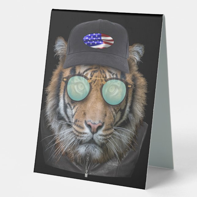 Plaque De Table Animaux amusants habillés Funny Bengal Tiger (Recto)