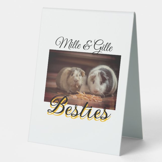Plaque De Table Animaux de compagnie amis besties ajouter nom anim (Recto)