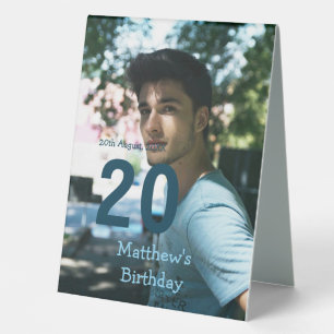 Plaque De Table anniversaire 20 ans ajouter nom photo date homme b