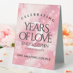 Plaque De Table Anniversaire Mariage élégant du 2e Rose Quartz