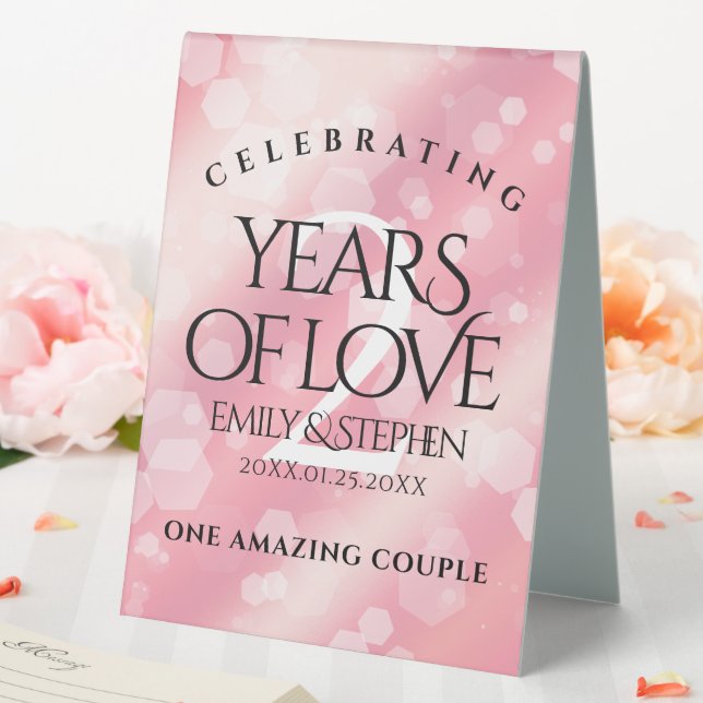 Plaque De Table Anniversaire Mariage élégant du 2e Rose Quartz (In SItu (Mariage))