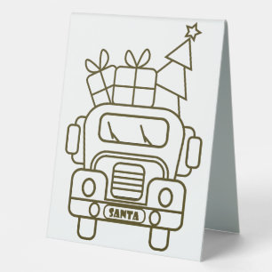 Plaque De Table Aperçu camion de Noël Père Noël voiture vue avant