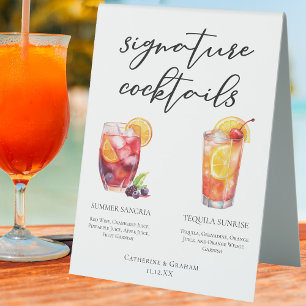 Plaque De Table Après-midi Signature Mariage Cocktails Menu