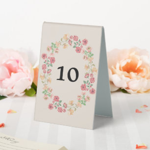 Plaque De Table Aquarelle Bague de Fleurs sur le Mariage beige Num