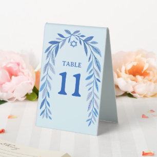 Plaque De Table Aquarelle botanique Bar Mitzvah d'une jeune fille