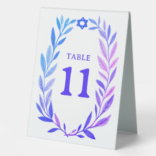 Plaque De Table Aquarelle botanique événement juif Bar Bat Mitzvah