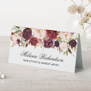 Plaque De Table Aquarelle Bourgogne Nom Floral Panneau
