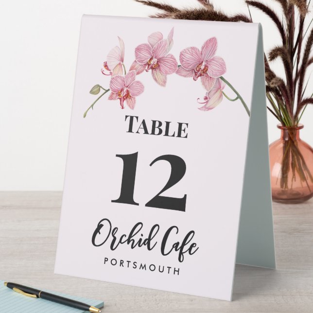 Plaque De Table Aquarelle Café Table Numéro Orchidées Phalène Rose (En SItu (Tableau))