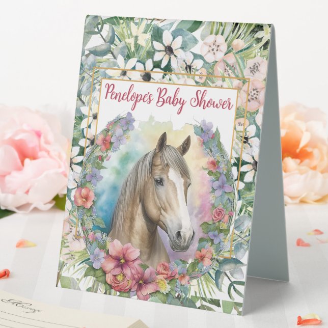 Plaque De Table Aquarelle Floral Horse Baby shower (In SItu (Mariage))