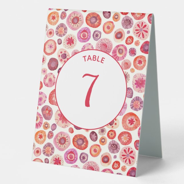 Plaque De Table Aquarelle rose Abstraite moderne géométrique (Recto)