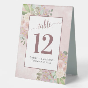 Plaque De Table Aquarelle rose rustique Mariage floral Numéro de t