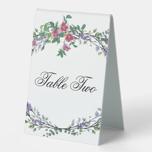 Plaque De Table Aquarelle vintage rose lavande eucalyptus (Recto)