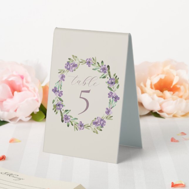 Plaque De Table Aquarelle violet Botanique Floral Mariage (In SItu (Mariage))