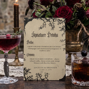 Plaque De Table Arbre de corbeau gothique Boissons de mariage noir