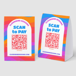 Plaque De Table Arc-en-ciel Vagues SCAN POUR PAYER CODE QR Fierté