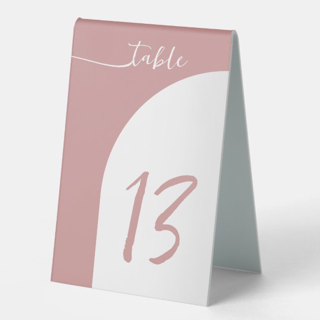 Plaque De Table Arc moderne Dusty Rose Numéro de table Tente (Recto)