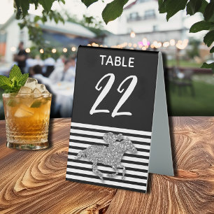 Plaque De Table Argent Hippocampe noir blanc rayures