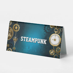 Plaque De Table Arrière - plan turquoise à vapeur avec engrenages