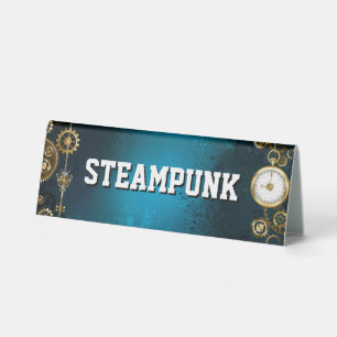 Plaque De Table Arrière - plan turquoise à vapeur avec engrenages