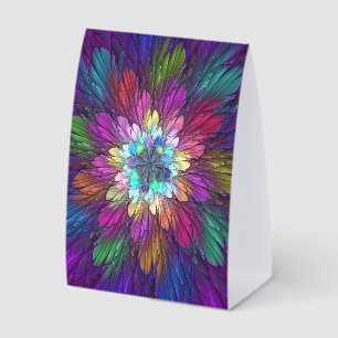Plaque De Table Art abstrait fractal de fleurs psychédéliques colo