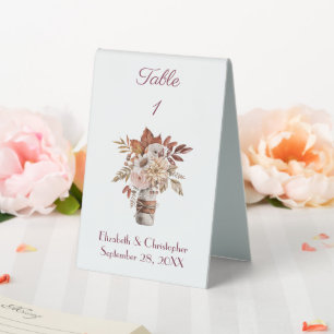 Plaque De Table Automne Floral Mariage d'aquarelle