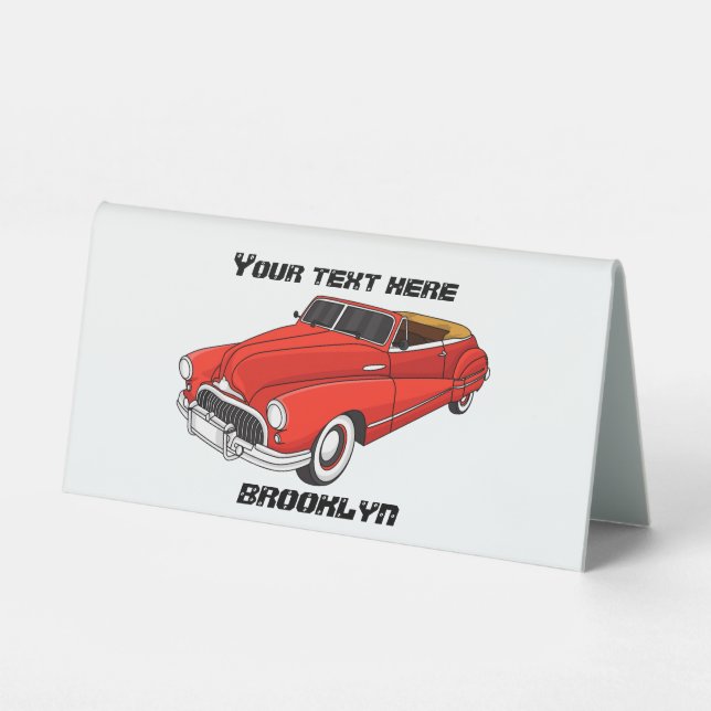 Plaque De Table Automobile classique rouge 1948 (Recto)
