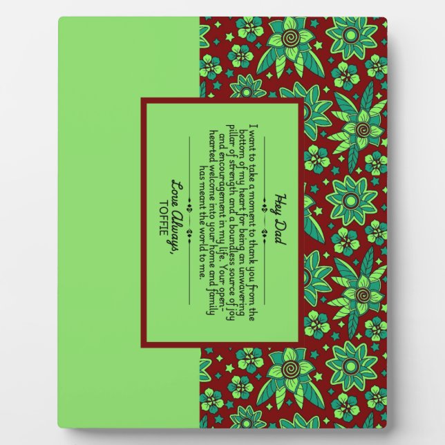 Plaque de table avec Easel (Devant)