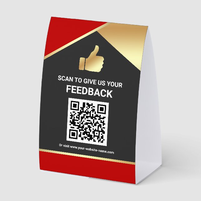 Plaque De Table Avis de commentaires des clients Red Gold QR Code (Recto)