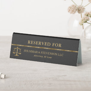 Plaque De Table Avocat à la loi - Échelle et bordure dorées sur li