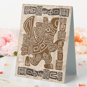 Plaque De Table Aztec Eagle Guerrier Tribal Art antique