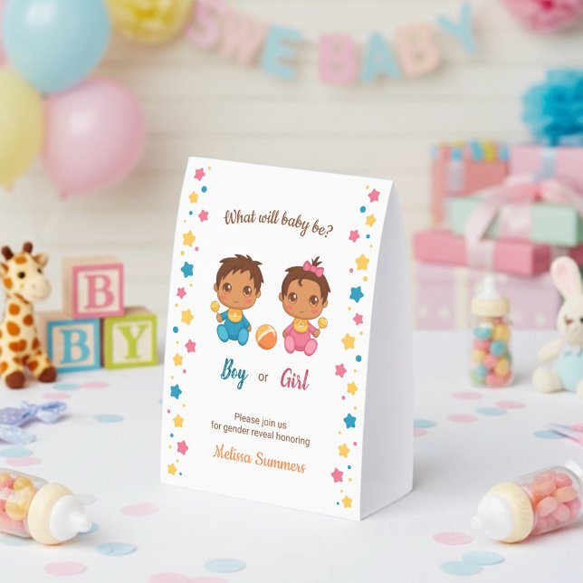 Plaque De Table Baby Boy Girl Gender Reveal Party (Créateur téléchargé)