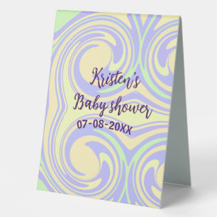 Plaque De Table Baby shower bohème moderne marbre violet vert