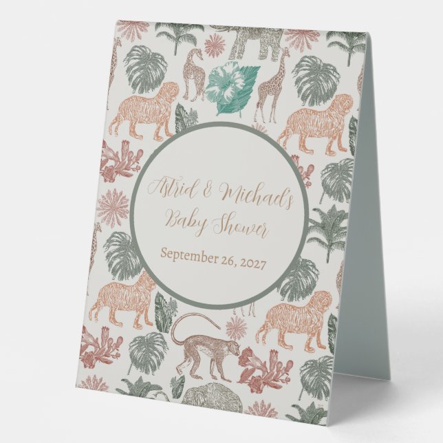 Plaque De Table Baby shower Boho Jungle Safari (Recto)