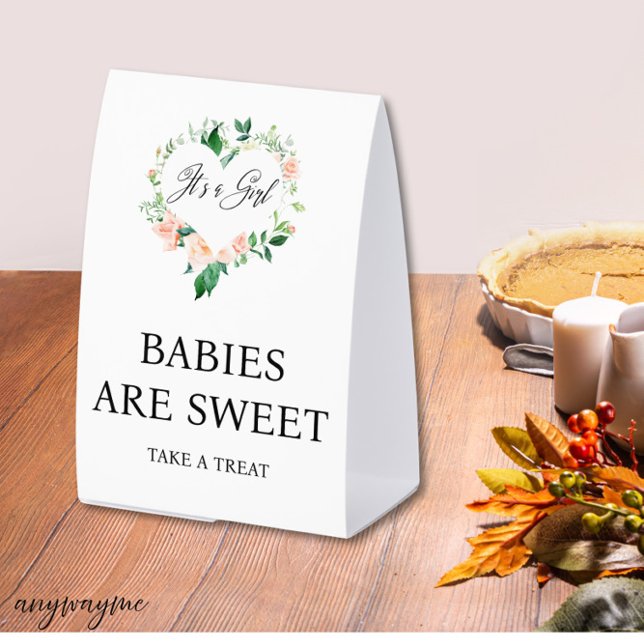 Plaque De Table Baby Shower Douceurs Florales aux Pêches (Créateur téléchargé)