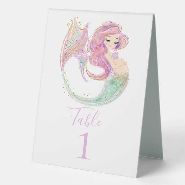 PLAQUE DE TABLE BABY SHOWER DU PARTI MERMAID (Recto)