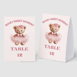 PLAQUE DE TABLE BABY-SHOWER FILLE PASTEL ROSE VERTICAL TRES MIGNON