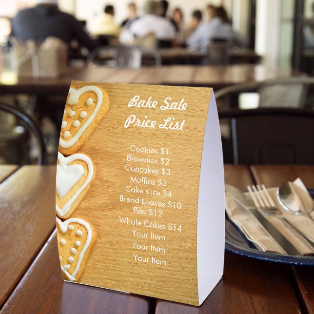 Plaque De Table Bake Sale Price List Cookies Photo (Insitu (restaurant))