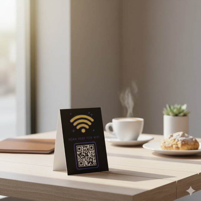 Plaque De Table Balayage de code QR Wifi pour connecter auto-adhés (Créateur téléchargé)