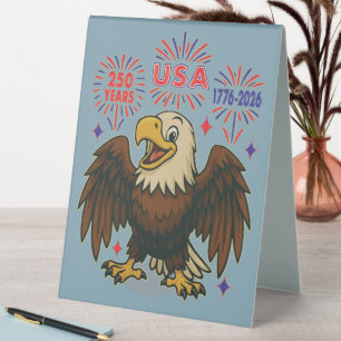 Plaque De Table Bald Eagle avec Fireworks - USA 250 ans 1776-2026