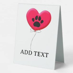 Plaque De Table Balloon en forme de coeur avec Empreinte de patte